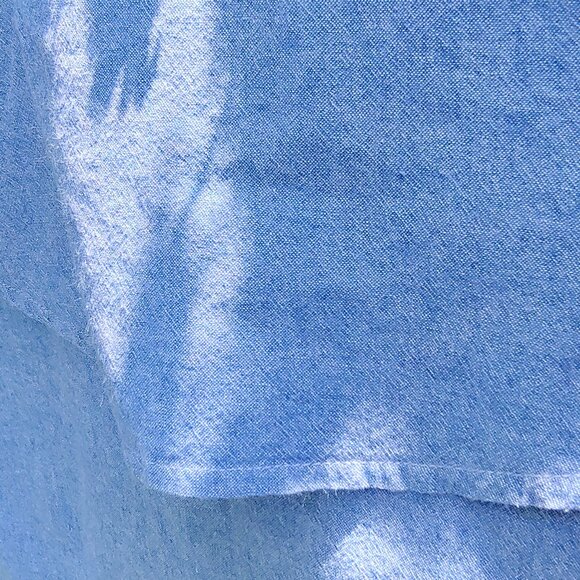 Cotton Blouse Women's Blue Soft Denim Lightweight with Large Collar - Picture 5 of 9